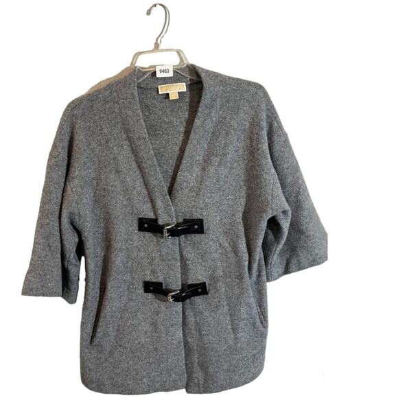 Michael Michael Kors 100% Wool Sweater Buckle Front Closure Women's XS Gray - Picture 1 of 7